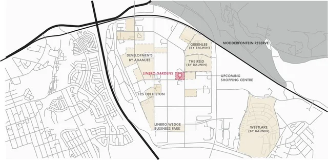 Map locating Linbro Gardens within Linbro Park