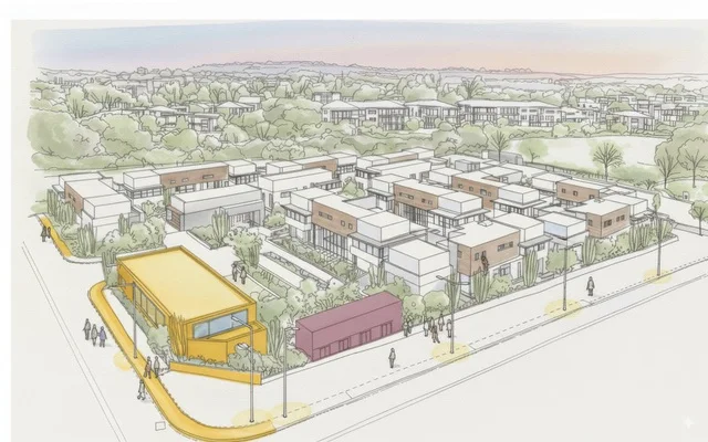 Early project concept showing a connected, planted neighbourhood